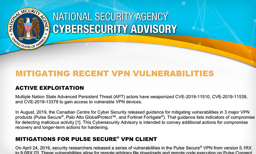 NSA Is Latest Intelligence Agency to Sound VPN Patch Alarm